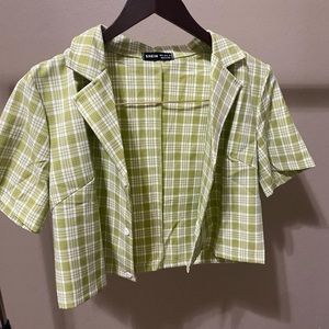 Green Cropped Button Up ★